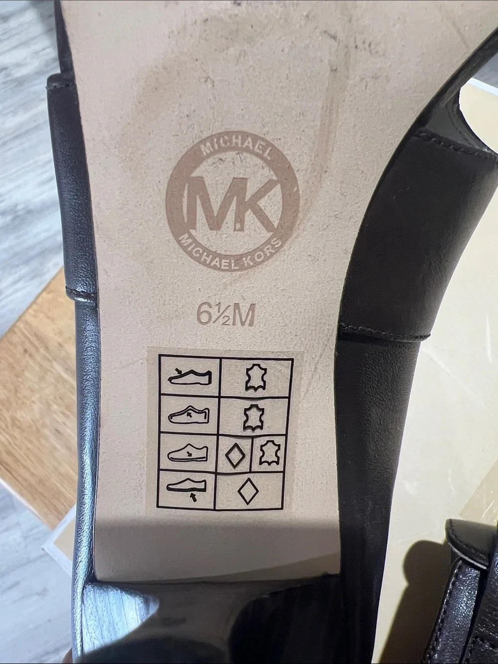 Michael Kors Dark Brown Leather Peep-Toe Cutout Heels with Gold Plaque